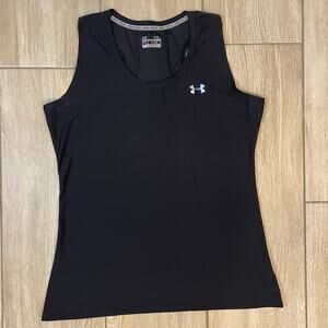 Under Armour HeatGear Tank Top Women XL Black Fitted Racerback Athletic Gym